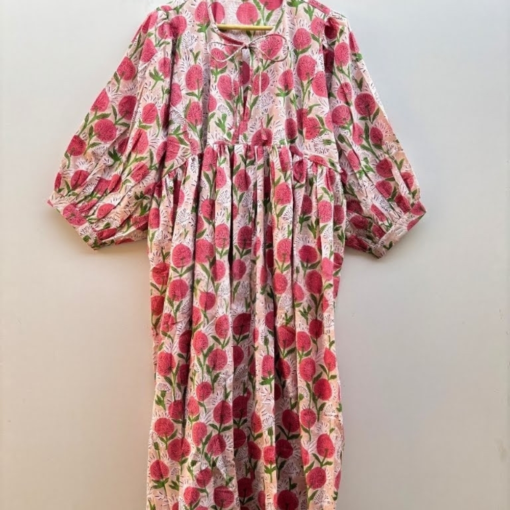 Floral Pink and Green Dress